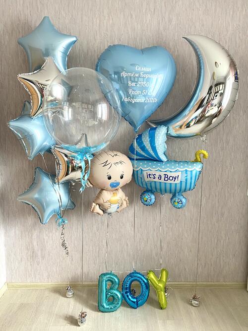 Шарики для оформления комнаты к рождению мальчика
