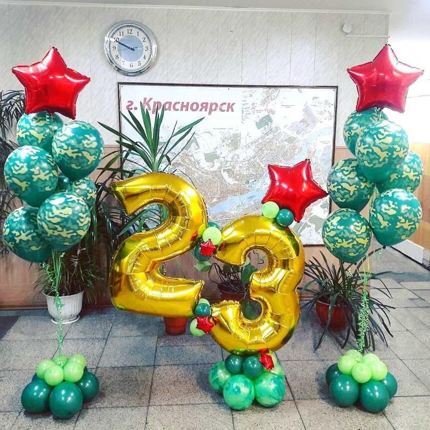 Композиция из шаров на 23 февраля