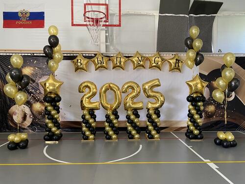 Оформление зала воздушными шарами на выпускной в школе